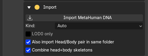 Import MetaHuman DNA