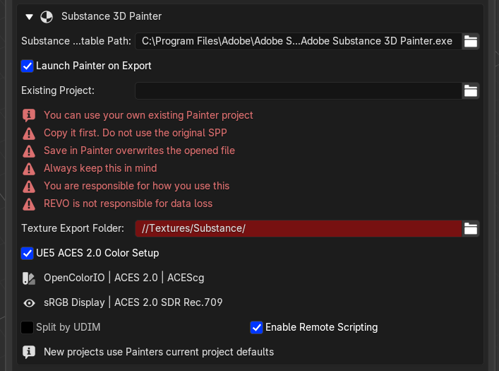 Substance 3D Painter settings