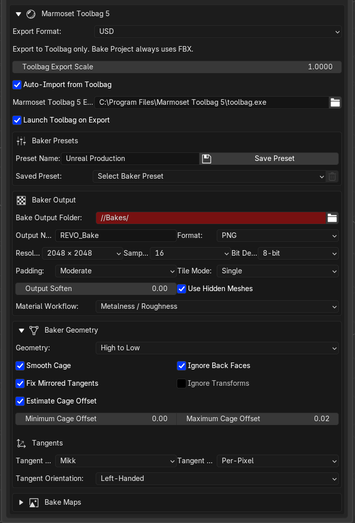 Toolbag baker output and geometry